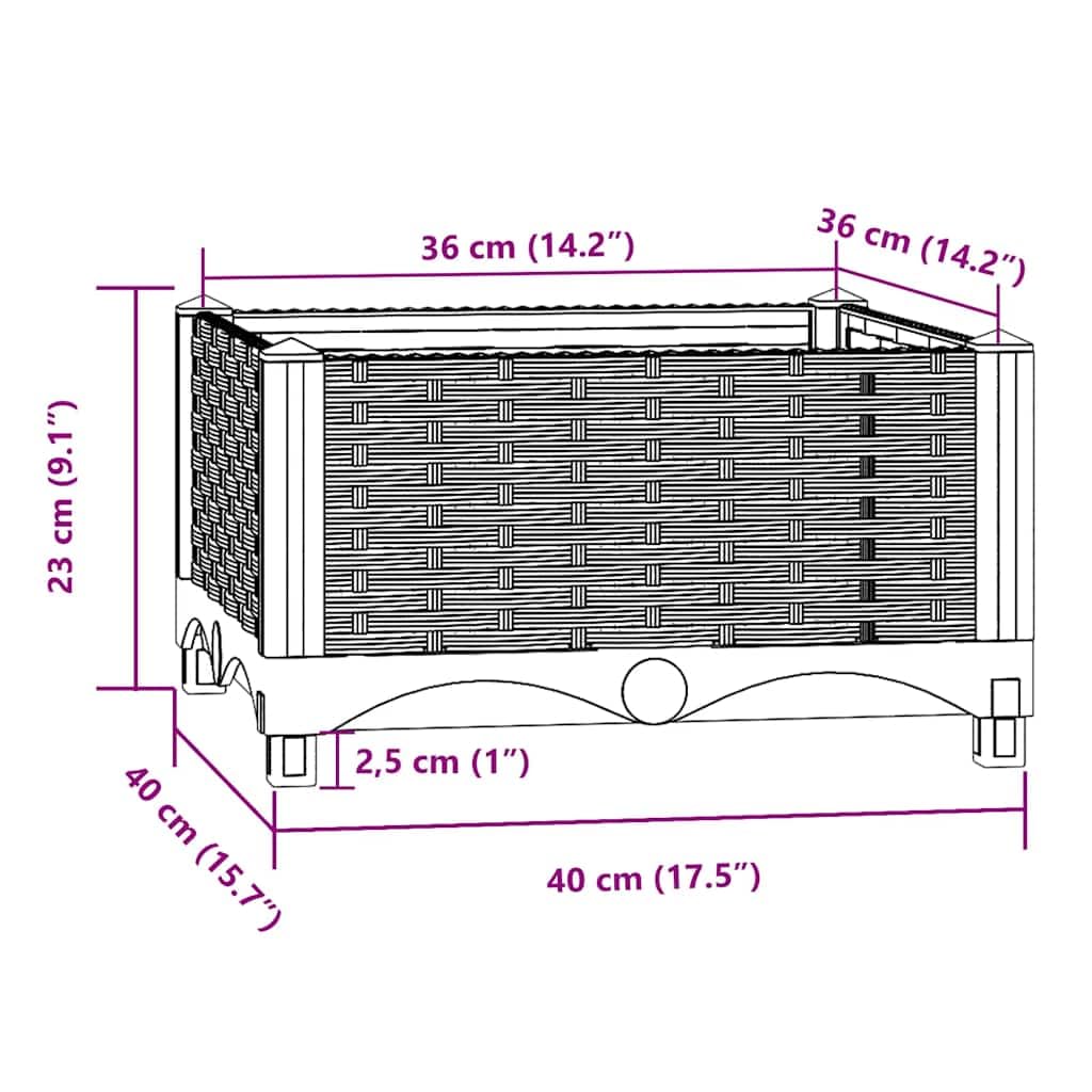 vidaXL Fioriera Rialzata 40x40x23 cm in Polipropilene