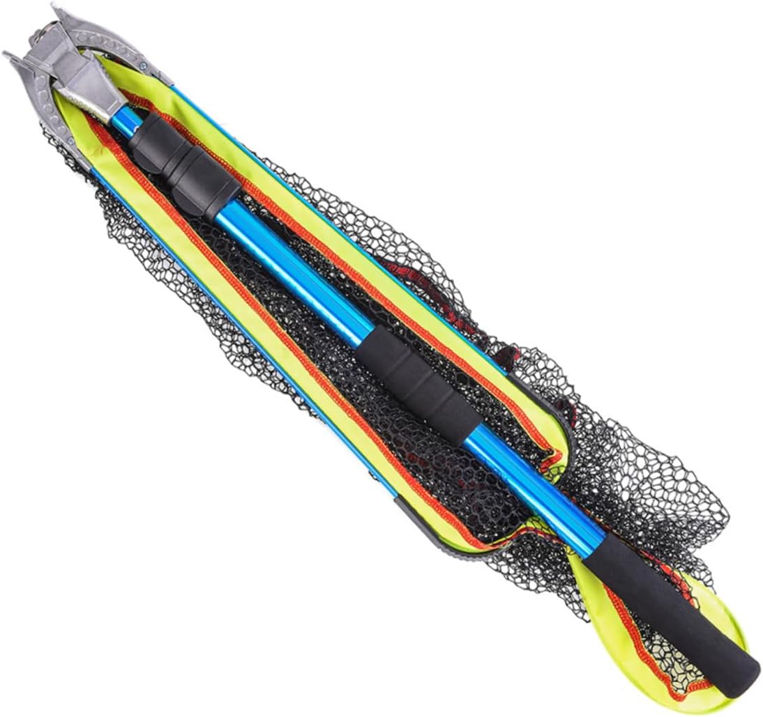 Folding Aluminum Alloy Fishing Net Design Portable and Sturdy Fishing Accessory for Catching Fish and Shrimp Blue