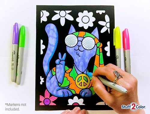 Miniatura 4 de Paquete de 18 pósteres peludos para colorear (edición Silly Kitties), artes y manualidades para niños, niños pequeños, niñas, niños y adultos, ideal