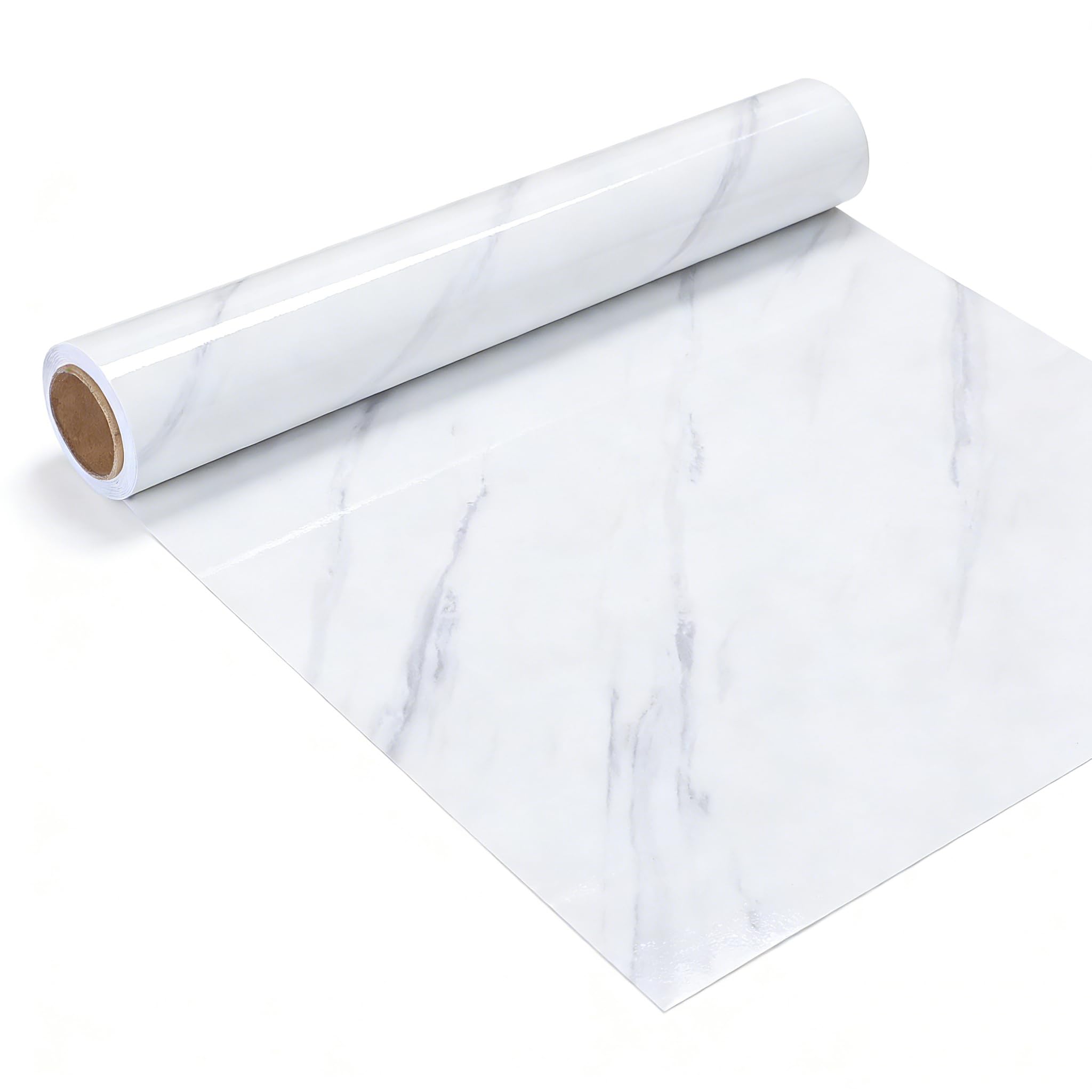 VEELIKE White Marble Wallpaper Self Adhesive Contact Paper Marble Vinyl Wrap for Kitchen Worktop Sticky Back Plastic Roll Bathroom Counter Top Vinyl Covering Table Washable Removable 40cm x 300cm