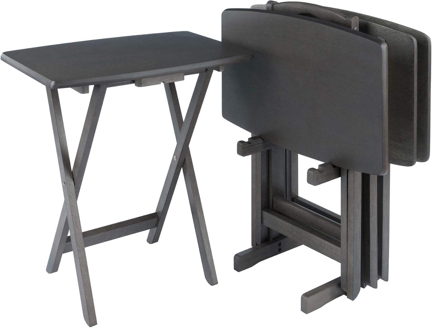 Ergode Folding TV Tray Set of 5 - Durable Small Folding Tables, X-Frame Design, Convenient Snack Tray Tables, Easy Assembly, Ideal for Living Room & Dining (Walnut)