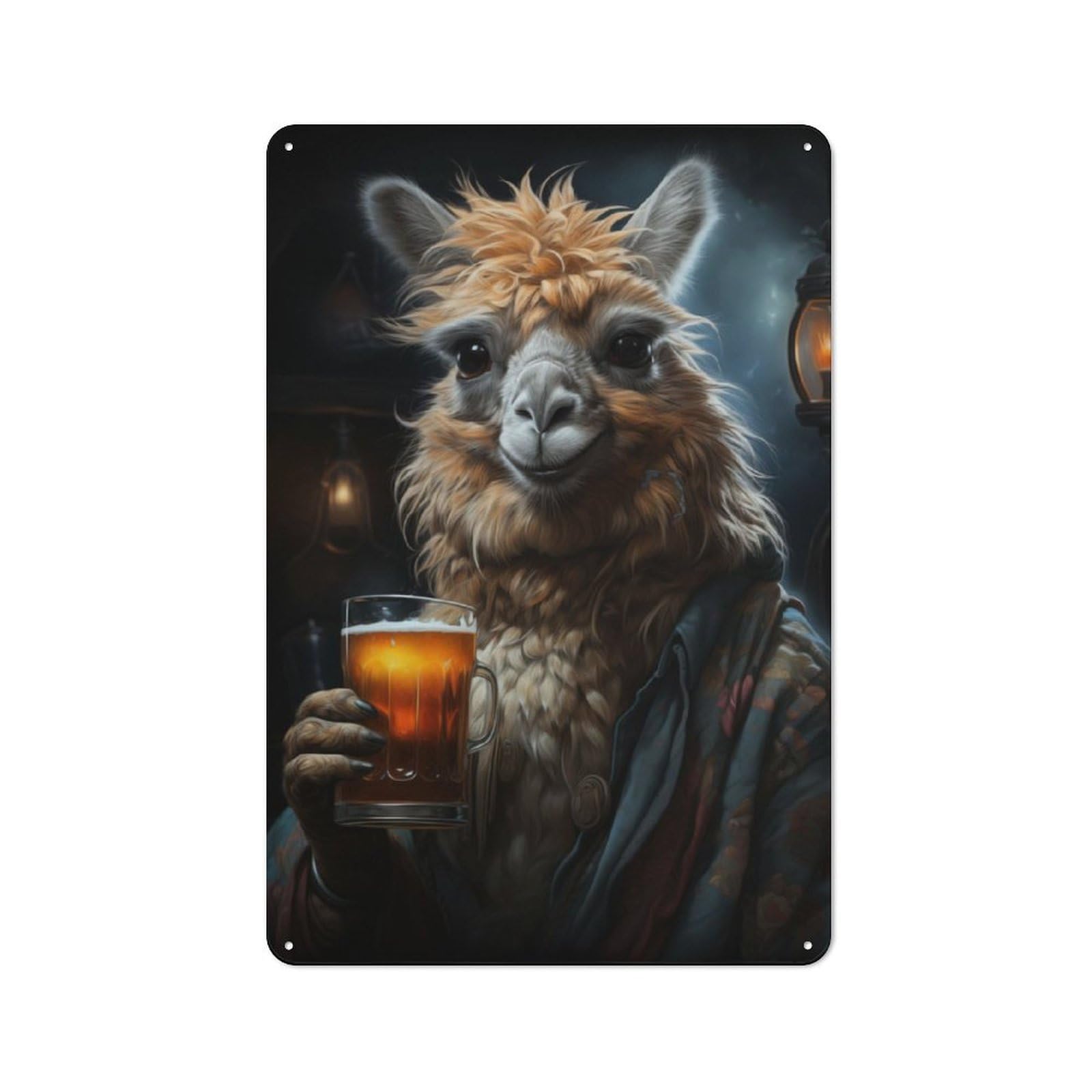 Junmoney Drunk Llama Rustic Tin Wall Plaque 30X20cm For Guest Room Or Hallway, For Garage, Workshop And Man Cave Decoration