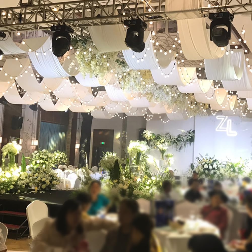 Hochzeit Dekoration Stretch-Stoffe Weiß Hochzeitssaal Querbehang Vorhänge Dekostoff Banner Raumdekoration Freihanddeko Hochzeit Querbehänge Fensterdeko Hochzeitsbogen Gardinen 80cmx15Meter