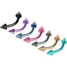 COTTVOTT Set of 7pcs Mens Womens Stainless Steel Spike Eyebrow Rings Piercing Body Jewelry 7pcs cone head