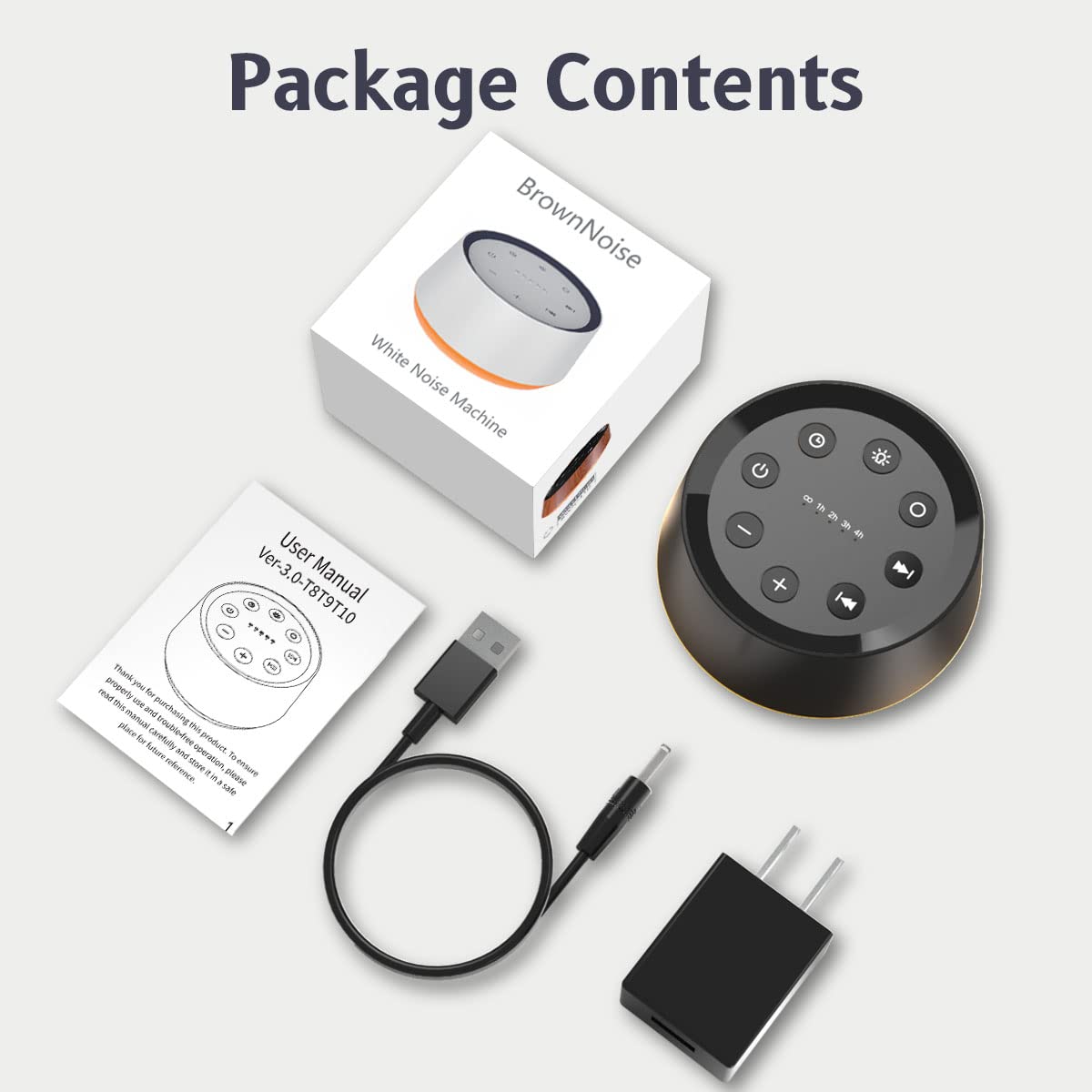 Brown Noise Sound Machine with 30 Soothing Sounds 12 Colors Night Light Noise Machine for Adults Baby Kids Sleep Machines Memory Function 36 Volume Levels 5 Timers for Home Office Travel: Black