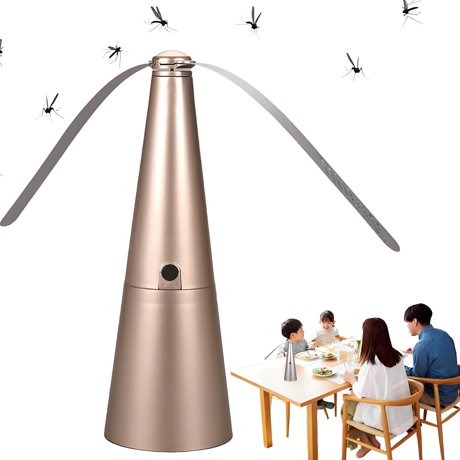 Fly Repellents Fan for Tables, Fly Repellent Fans for Tables USB Rechargeable,Fly Repeller Fan, Quiet Mosquitoes Fly Repellents Fans for Outdoor Indoor,Fans to Keep Flies Off Food (Gold)
