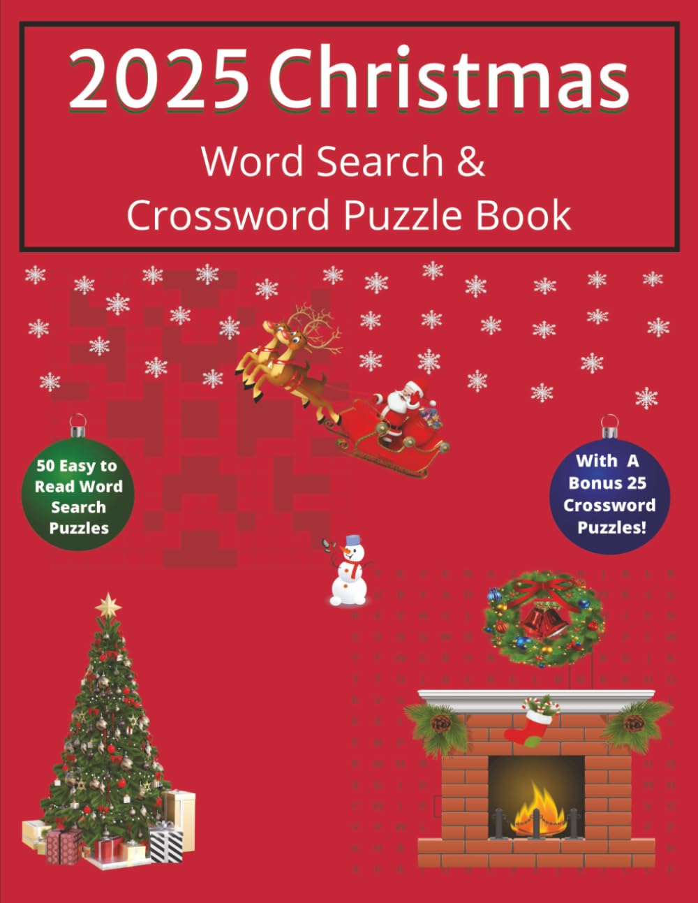 2025 Christmas Word Search & Crossword Puzzle Book: 75 Festive Brain Boosting Puzzles