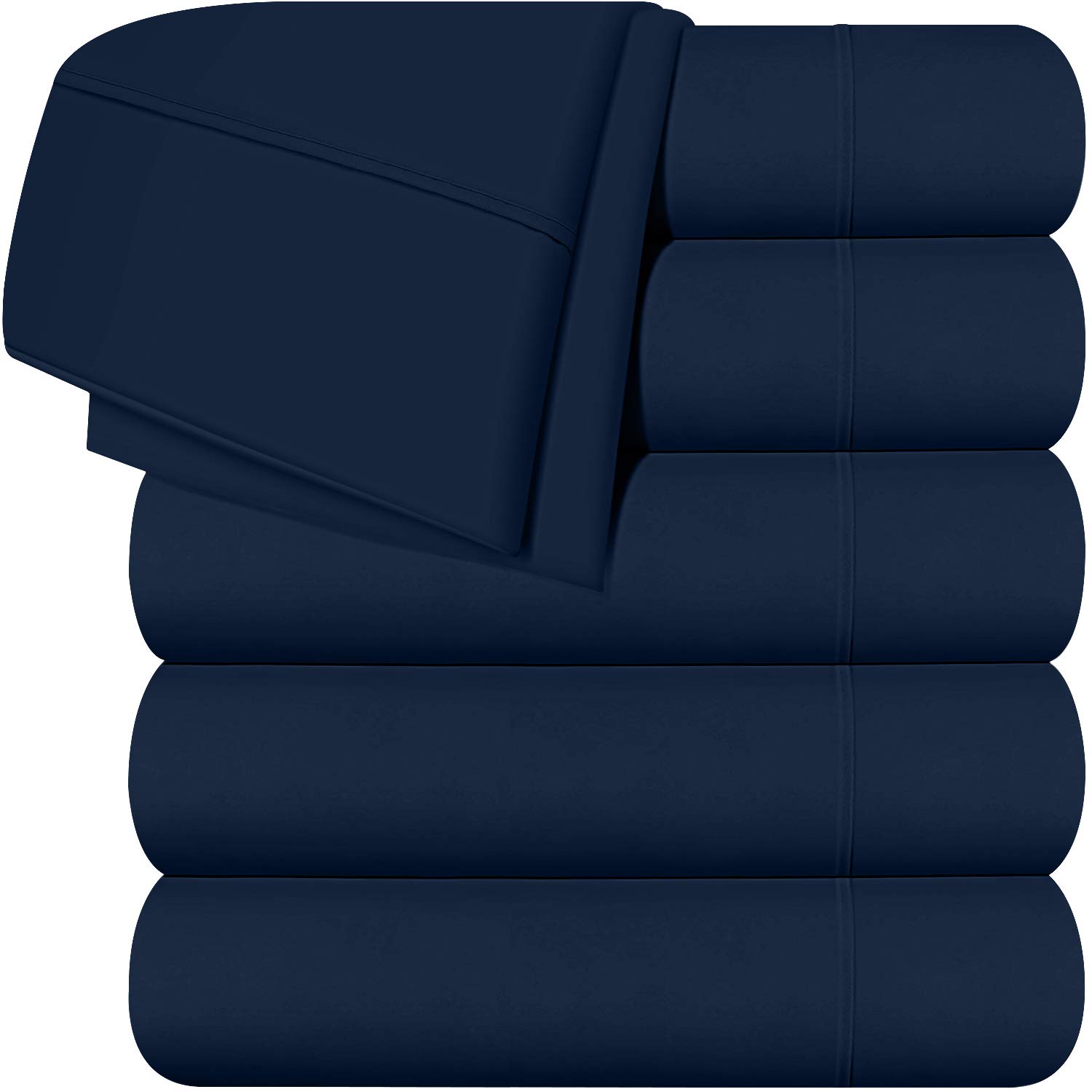 Utopia Bedding Flat Sheets - Pack of 6 - Soft Brushed Microfiber Fabric - Shrinkage & Fade Resistant Top Sheets - Easy Care (Full, Navy)