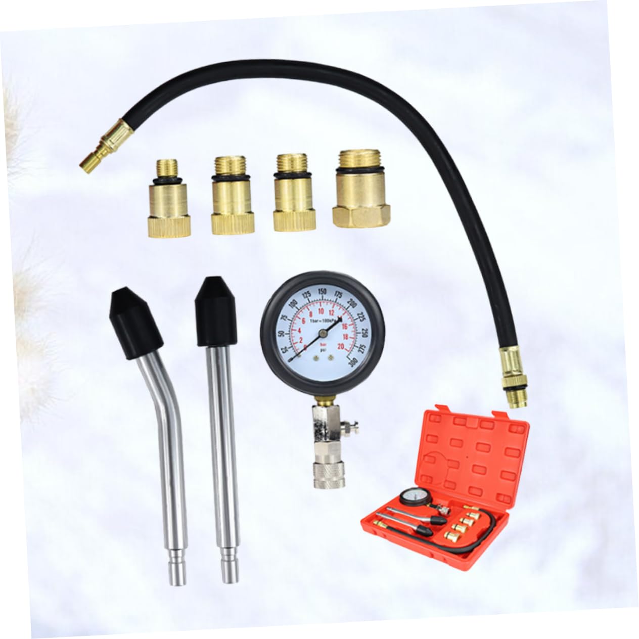 STOBAZA Engine Cylinder Pressure Gauge Car Motorcycle Pressure Tester Kit Gauge Adapter