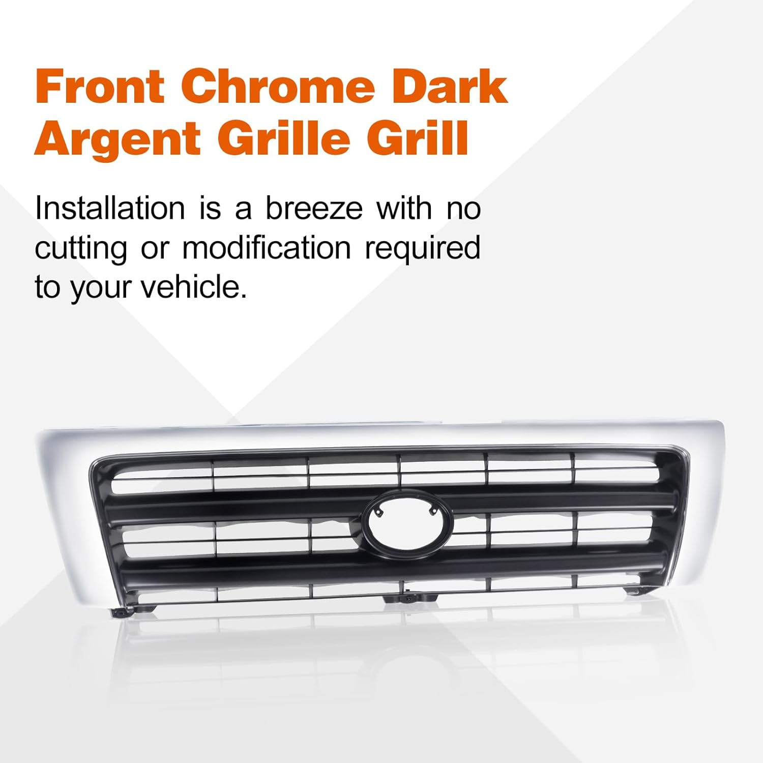 Perfit Liner Front Grille Grill Chrome Shell With Dark Argent Insert Compatible With 1998-2000 Tacoma Pickup Truck Fits TO1200213 5310004100