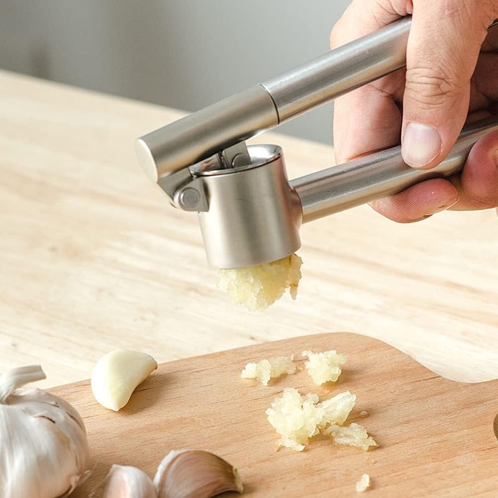 High Effective Garlic Press ，Garlic Press, Food Masher, Portable Kitchen Tools, Manual/Household/Push Type, Thick Stainless Steel, Making Garlic Grinder, Minced Ginger Garlic Grinder