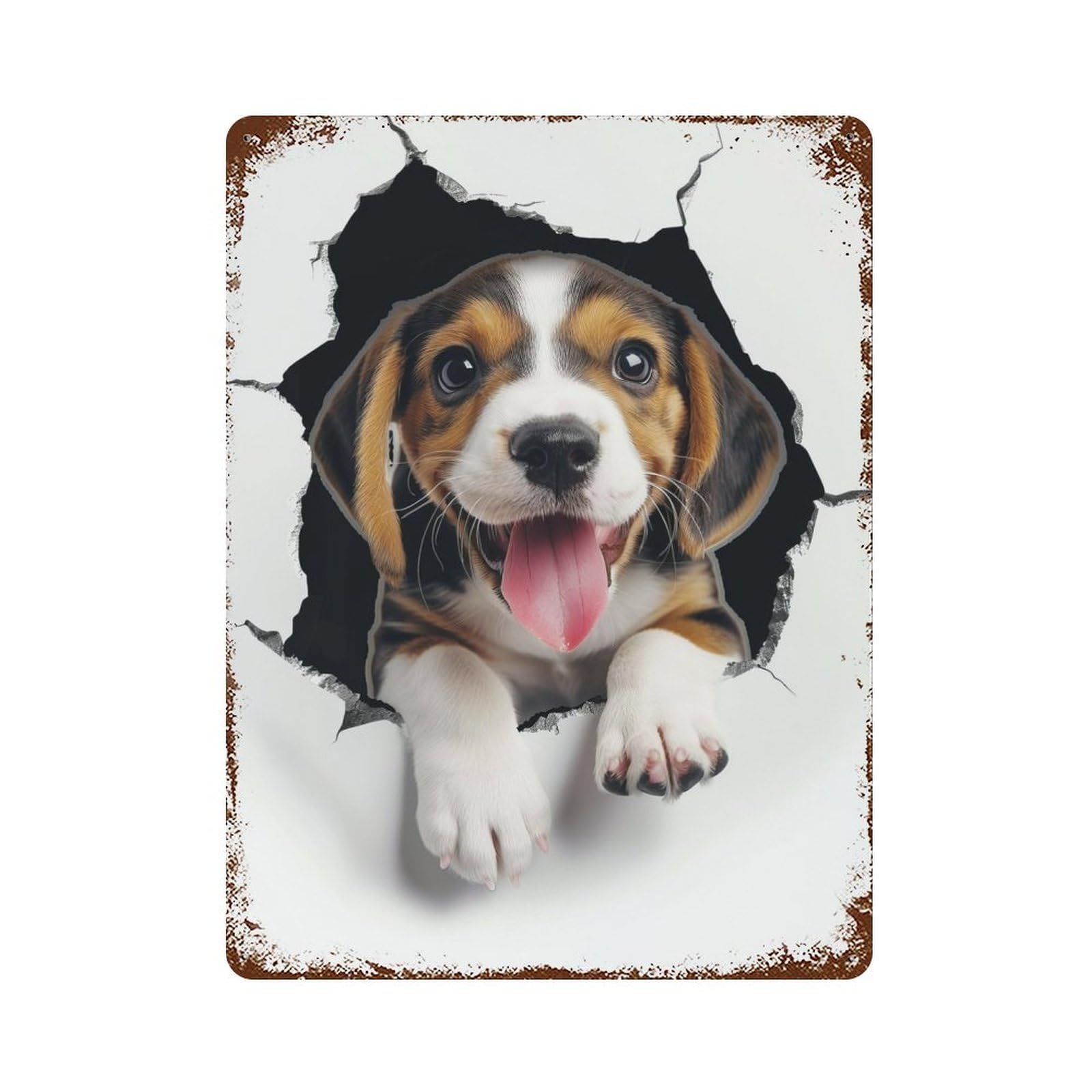 Beagle Vintage Rust Metal Sign 15.7"x11.8", Shabby Chic Decor for Garage, Pub Or Kitchen