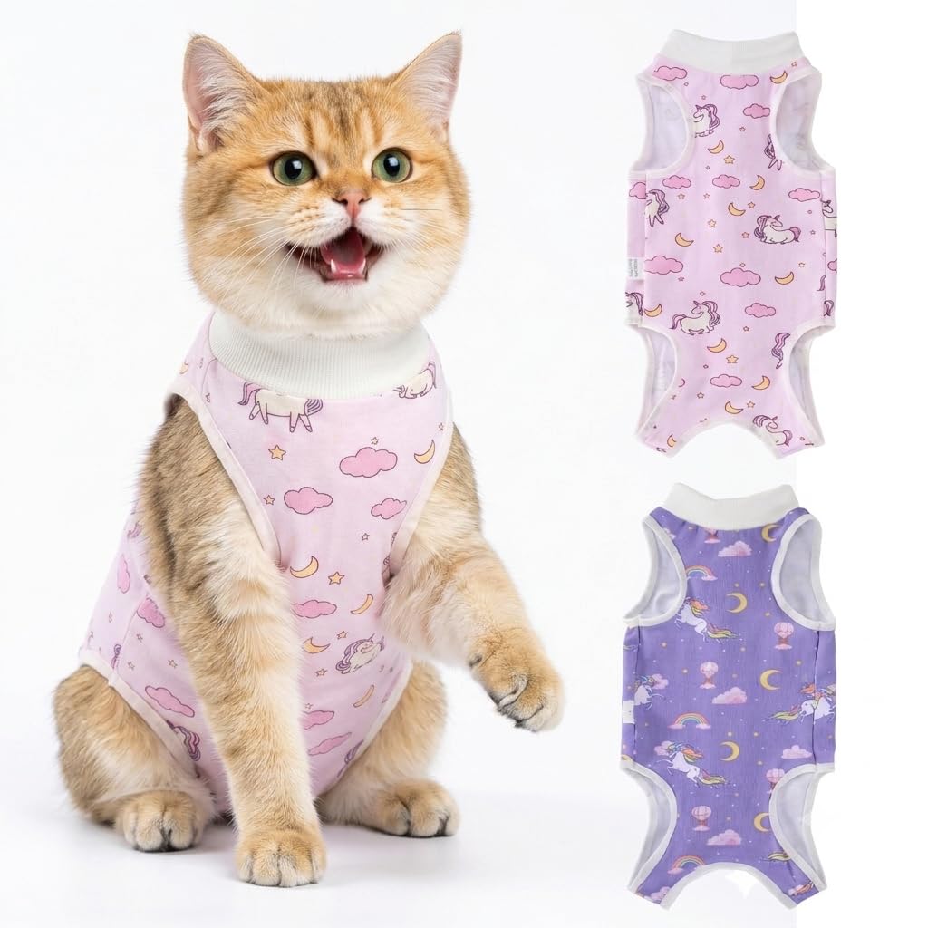 Avont 2-Pack Cat Recovery Suit for Spay Healing-Unicorn M 2026 New
