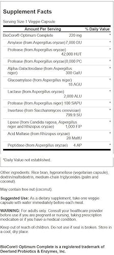 Miniatura 2 de Swanson Biocore Optimum - Enzimas completas de espectro completo 90 cápsulas vegetales