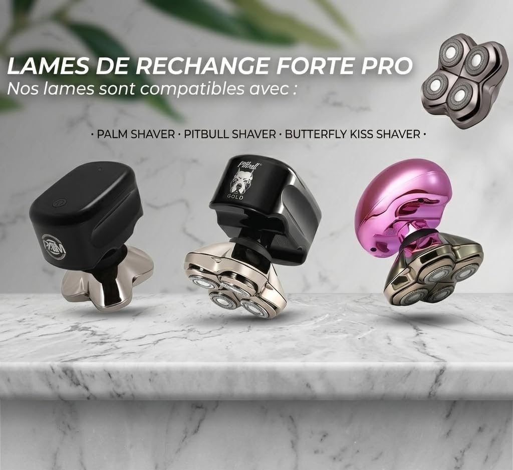 Tête Lames de Rechange pour Rasoir Électrique Compatible avec Skull Shaver Pitbull (Gold/Silver), Palm, Butterfly Kiss