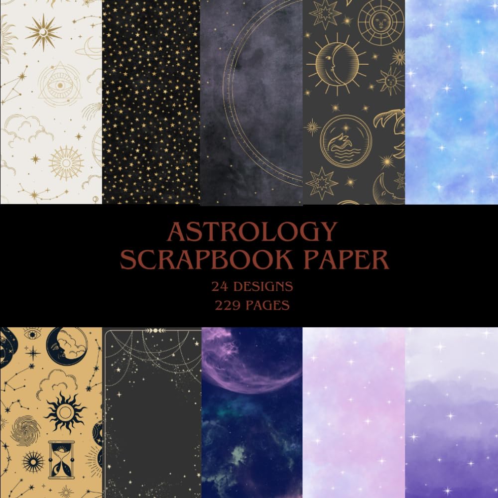 Scrapbook Paper Pad: Astrology Pattern Sheets 8.5" x 11"
