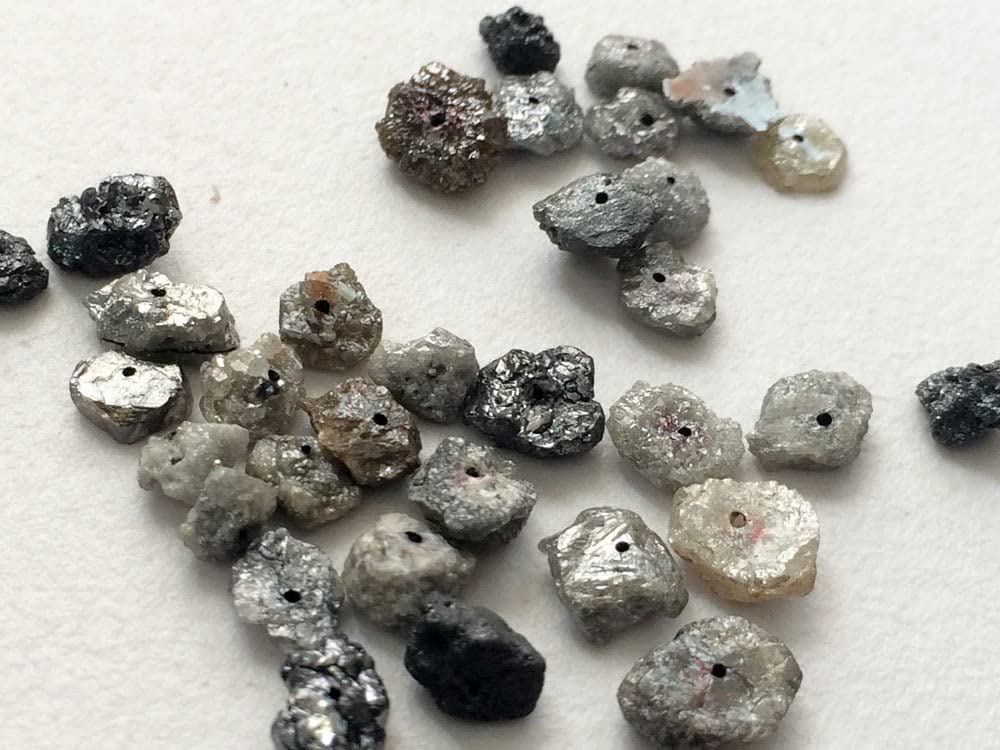 5-8 mm Multi diamenty, wiele nieoszlifowanych diamentów wywierconych, naturalny surowy diament, nieoszlifowany diament, wiele diamentów na biżuterię (opcje od 5 sztuk do 25 sztuk), 5 MM - 8 MM