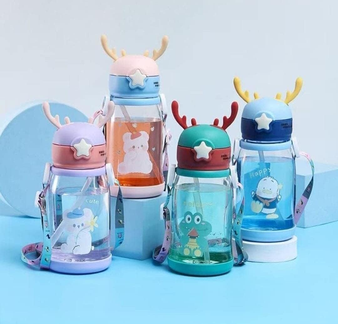 Aim Emporium 500ML Fun Cartoon Water Bottle with Straw & Strap – BPA Free, Leak-Proof, Non-Toxic, Perfect for Kids’ School and Home - Image 4 thumbnail
