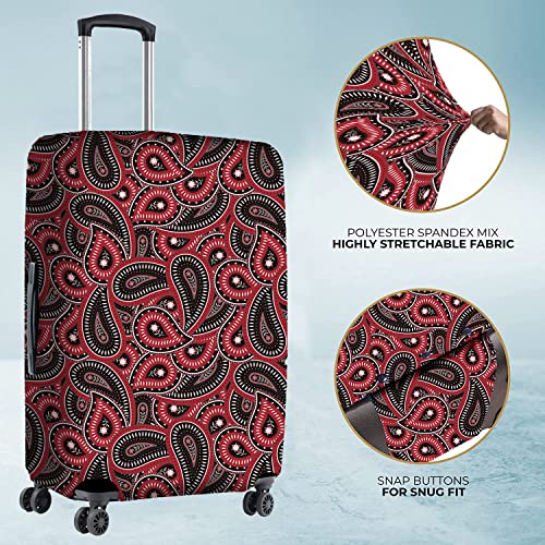 Image of Nasher Miles Polyester 55 (20 Inch) Small Protective Luggage Cover - Maroon Paisley Design