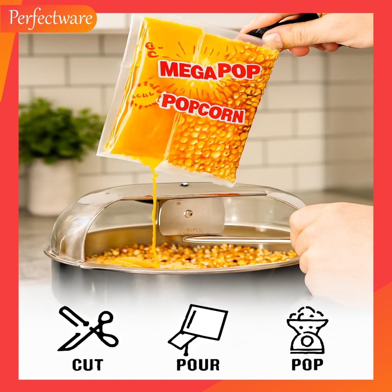 Perfectware All in One Popcorn Portion Packets with Kernels, Salt, and Coconut Oil for Popping Machine, 4 oz, 12 Count - Image 3