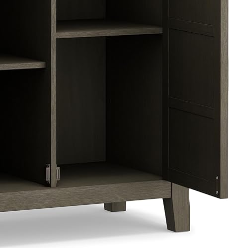 Miniatura 9 de SIMPLIHOME Burlington - Armario de almacenamiento bajo de transición de madera maciza de 30 pulgadas de ancho en color gris rústico para sala de