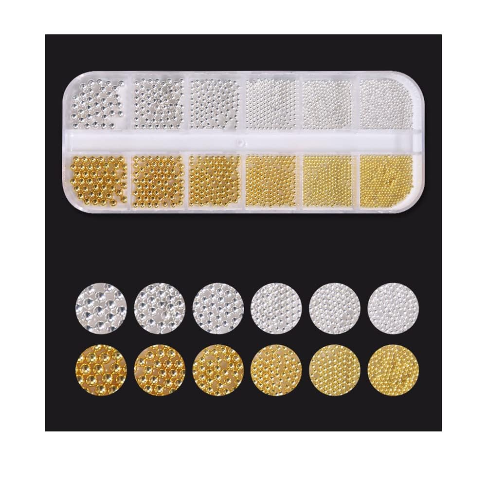 Nail Art Caviar Beads Set, 3D Metallic Ball for Nails, Mixed Size Gold Silver Rose Gold Black Steel Beads, DIY Nail Decoration Accessories for Acrylic, Gel (Metal Ball)-picture-25