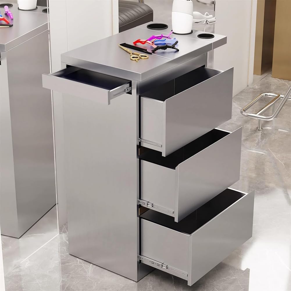 Supporto Per Parrucchiere in Acciaio Inossidabile, Postazione Di Lavoro Per Barbiere Ad Alta Resistenza, Carrello Portaoggetti Professionale Per Parrucchieri,Silver pro
