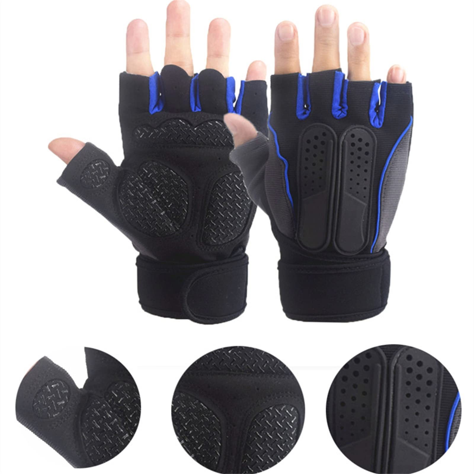 Guanti Antiscivolo per la Palestra Guanti da Moto Senza Dita for Esterni con Impugnatura a Mano(L)