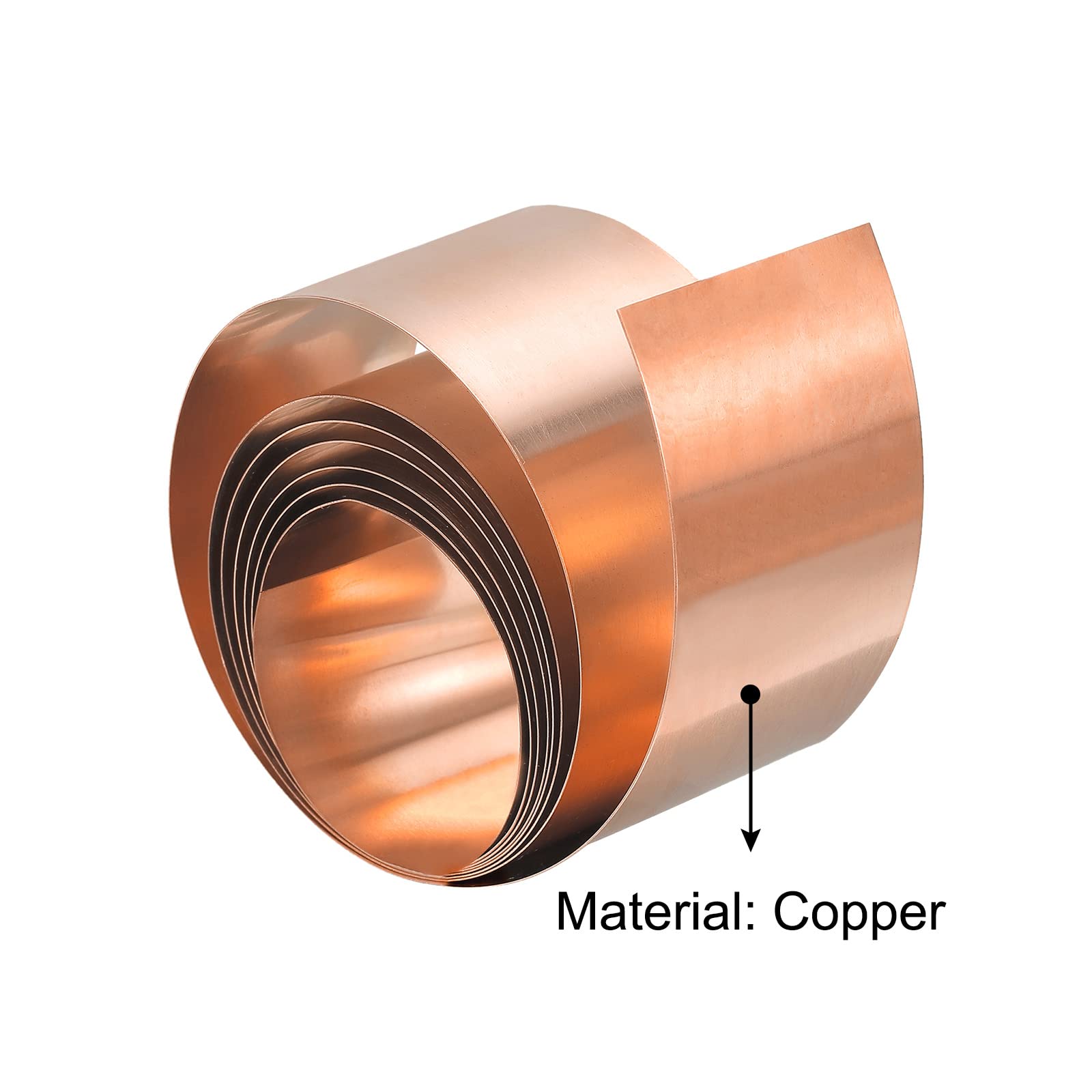QUARKZMAN Koperfolierol, 2000 mm x 10 mm x 0,3 mm, plaat van metaalfolie met 99,9% pure koperstrips voor elektrische projecten