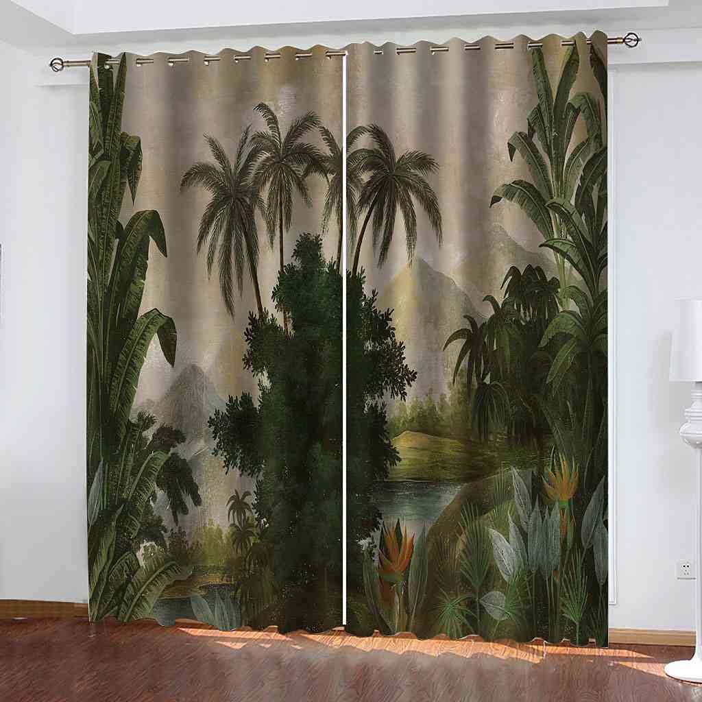 Tende Oscuranti per Interni 3D Neve Paesaggio innevato Alberi Stampa Polyester Blackout Curtains Opaque Tenda‌ Termiche Isolanti con Anelli Per Camera Da Letto Soggiorno Finestra L146 x A183 cm