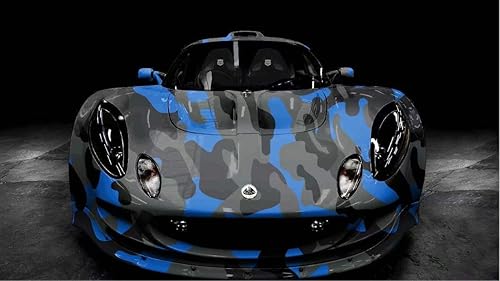 Miniatura 4 de Lámina de vinilo de camuflaje azul negro y gris para automóvil + cortador y escobilla de goma gratis (excepto el tamaño de muestra) (1 pie x 5