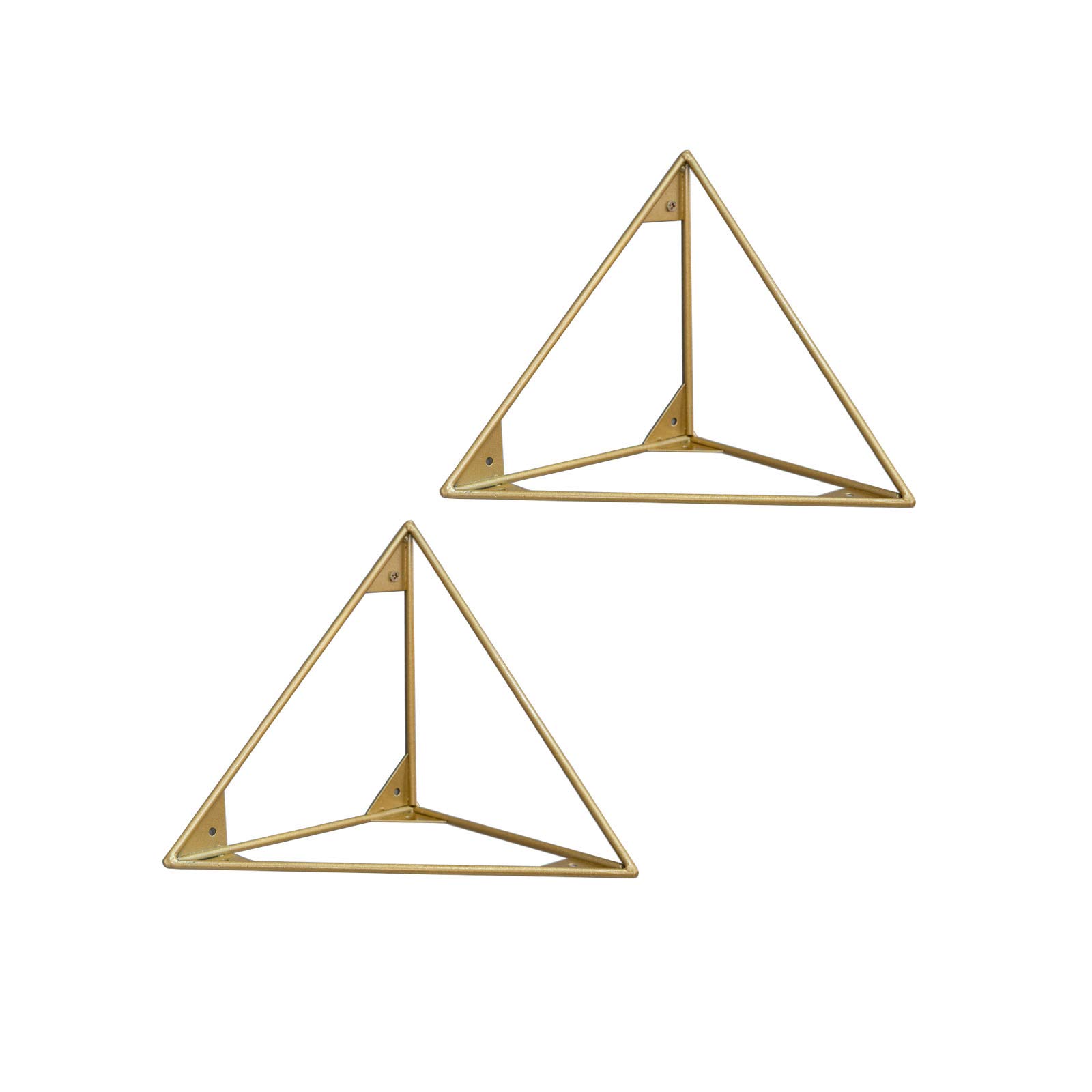 2 Pz Staffa per Mensola,Mensola Galleggiante Reggimensola Ferro Battuto,Moderno Casa Decorazione Montaggio a Parete Mensola Triangolare,Due Metodi di Installazione (25cm/9.84in,Golden)