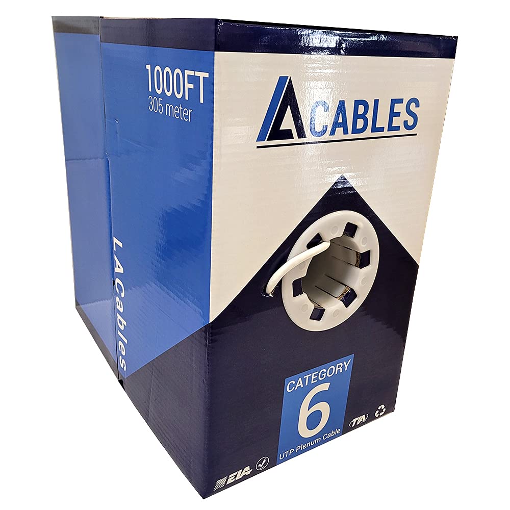 Photo 1 of 1000ft Cat6 Plenum Ethernet Cable with Solid Conductors (White)