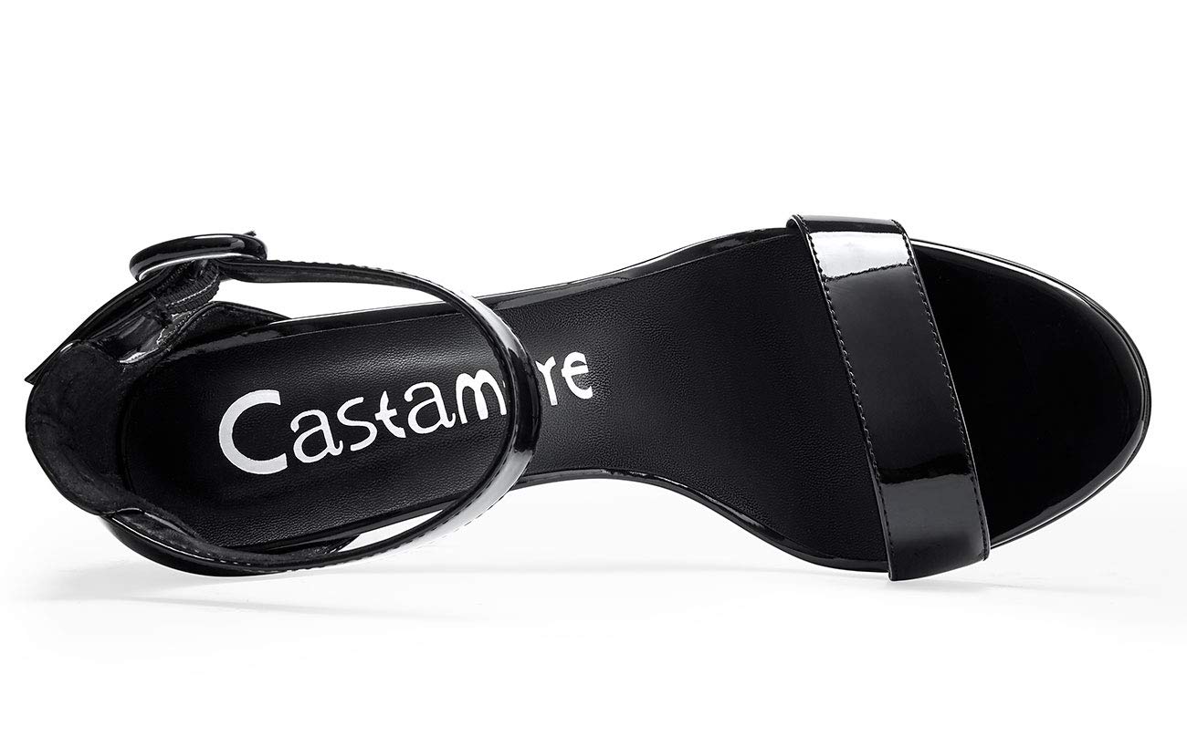 Castamere Zapatos de Tacón Mujer Punta Abierta Sandalias Tira de Tobillo Tacón de Aguja 10CM