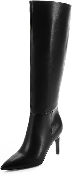 Easyfox Black Knee High Boots Women Pointed Toe Tall Fall Boots Stiletto High Heels Long Boot Size 6