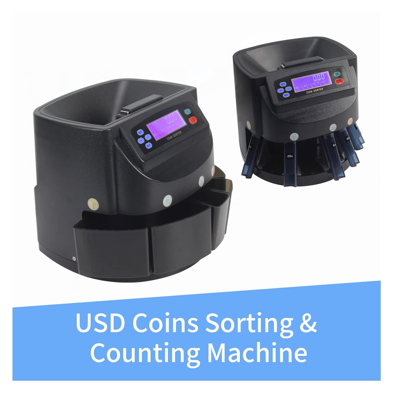 USD Monety kontr-maszyna elektroniczna automatyczna sortowanie monety i opakowanie/sprzęt do wałków Liczenie 300 sztuk/min XD-9005 dla firm
