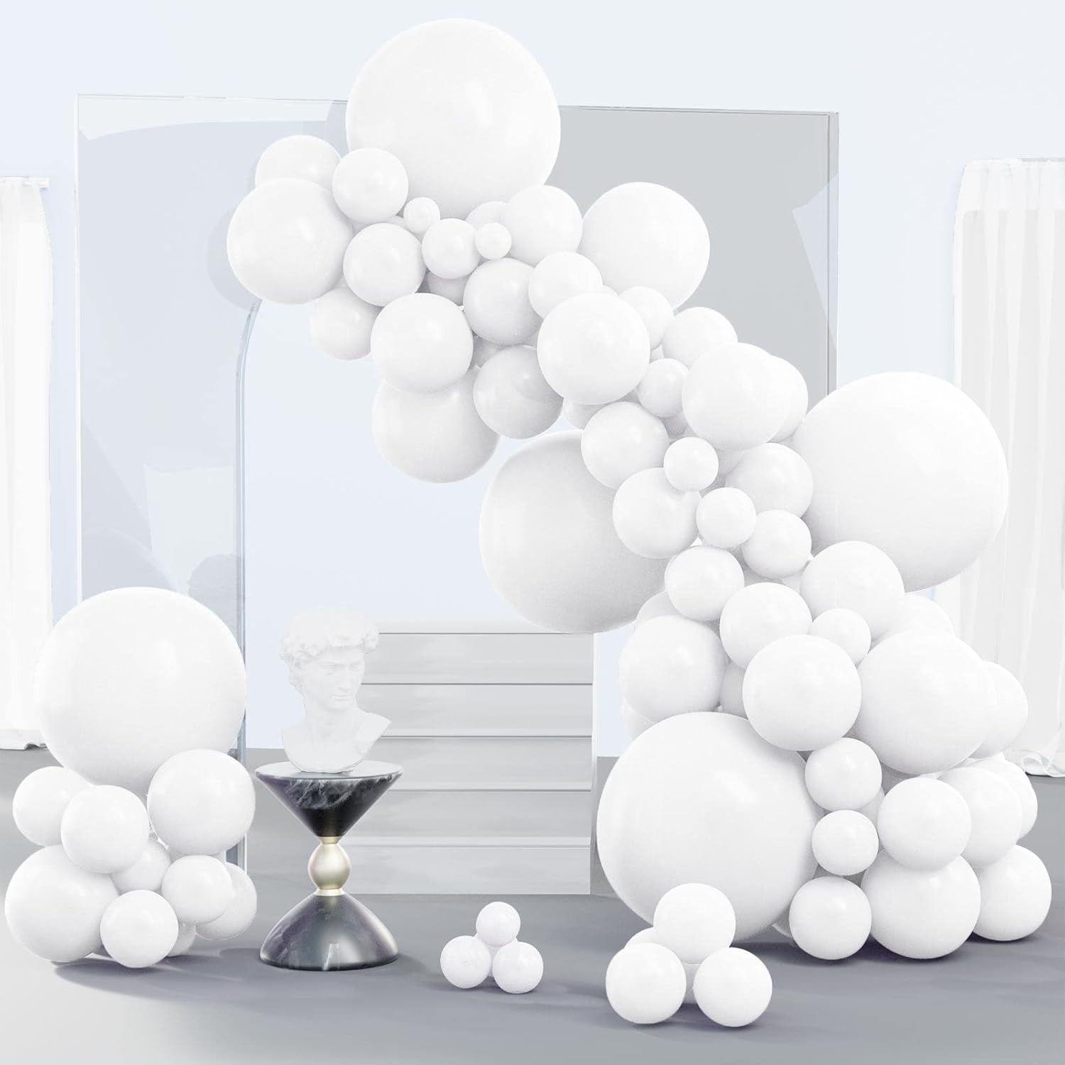 PartyWoo White Balloons, 140 pcs Matte White Balloons Different Sizes Pack of 18 Inch 12 Inch 10 Inch 5 Inch White Balloons for Balloon Garland or Balloon Arch as Birthday Party Decorations, White-Y13 (White-y13) Thumbnail