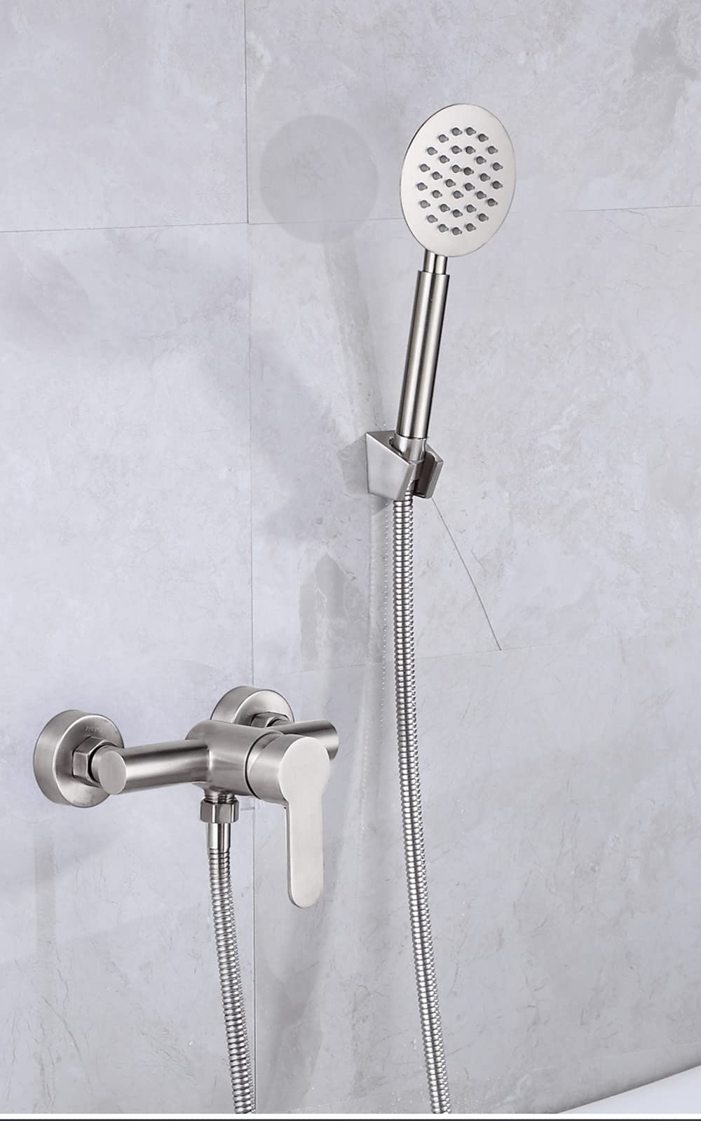 Wall Mounted Bathroom Shower Faucet Set, Stainless Steel Rainfall Handheld Shower Head System (Valve Body and Trim Included) - Image 2