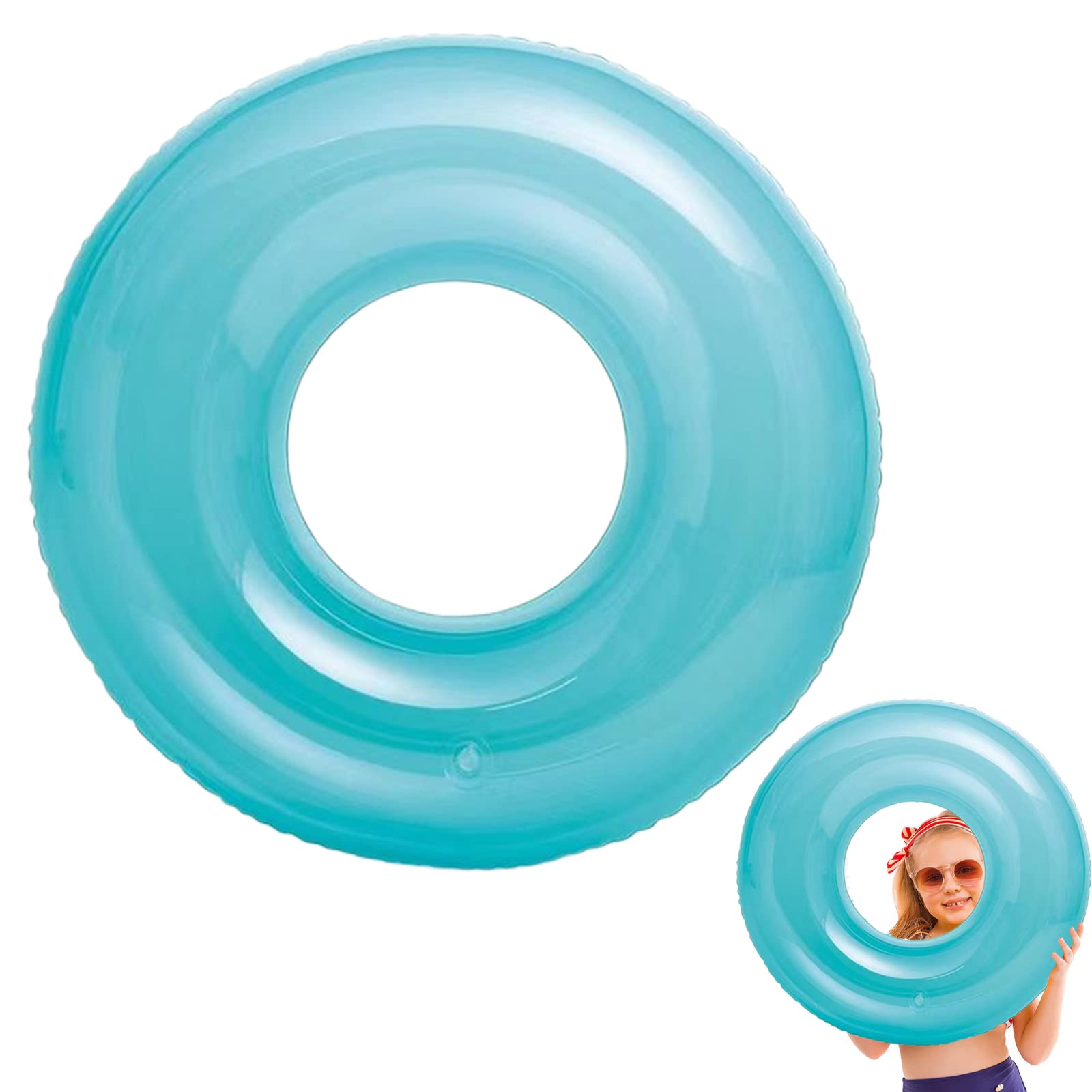 Swimming Rings for Kids Age 6-12, Transparent Inflatable Pool Floats Rubber Ring, 30" (76cm) Blue Pool Float Swim Tubes,Summer Swimming Water Beach Toys,Pool Party Decorations,Summer Gift for Kids