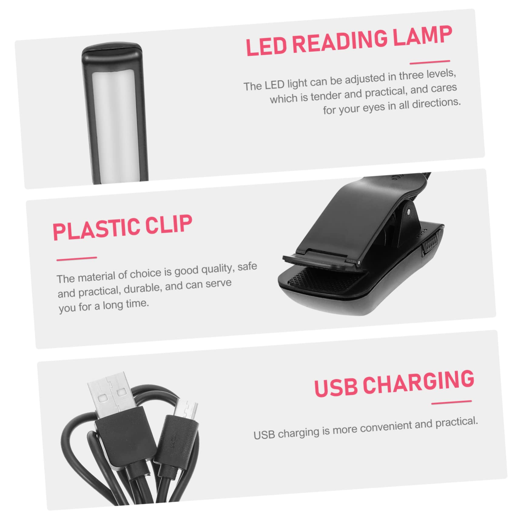 DIYEAH 2Sets Rechargeable Clip Reading Lamp Eye Protection Music Score Light with Brightness Levels Portable LED Book Light for Musicians Students and Book Lovers