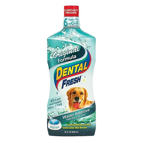 Dental Fresh - Aditivo de agua dulce dental para mascotas, clínicamente probado, simplemente añade al recipiente de agua de la mascota para