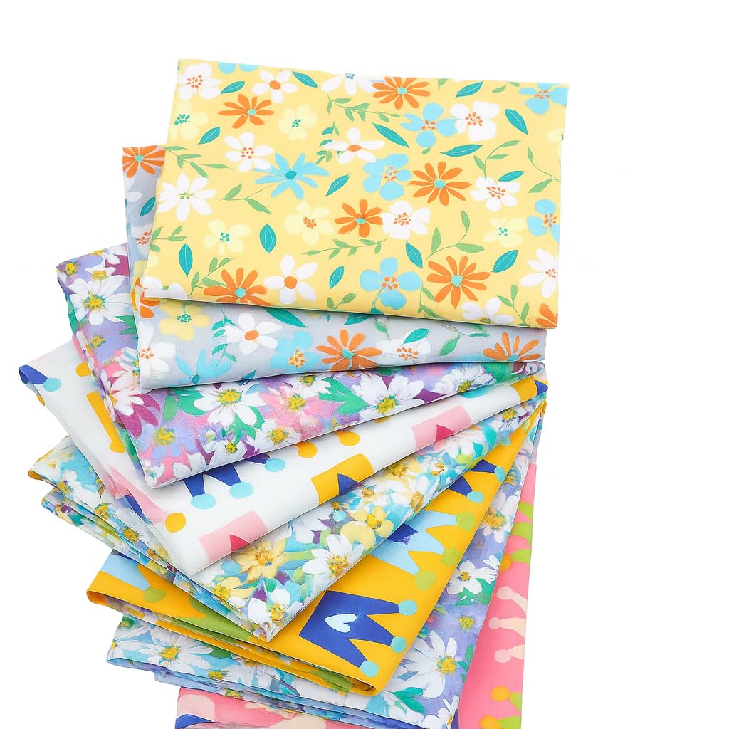 Women's Multi Craftsfabrics 8Pcs 40X50cm Wide Floral Printed Fat Quarters Fabric Bundle 100% Cotton Precut For Quilting, Patchwork, Arts & Crafts, Clothing, Sewing, Diy Projects
