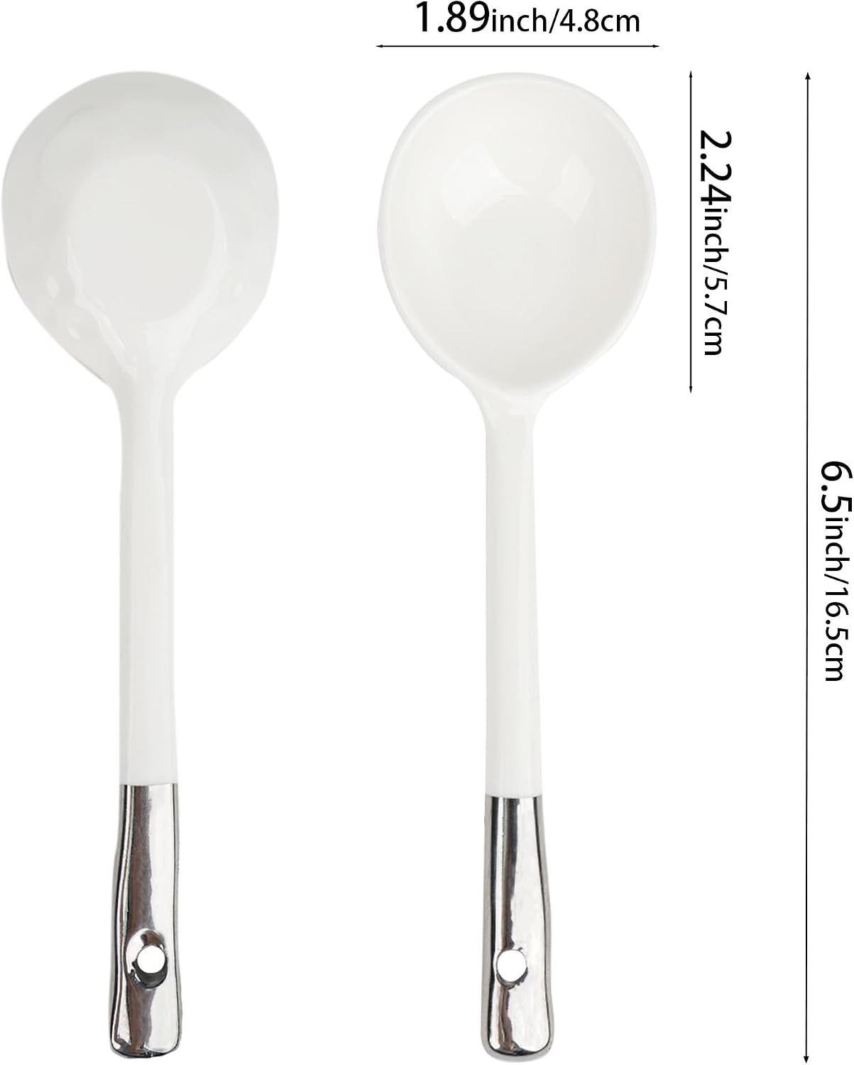 Ceramic Japanese Soup Spoons Set of 6 for Pho Wonton Miso Silver