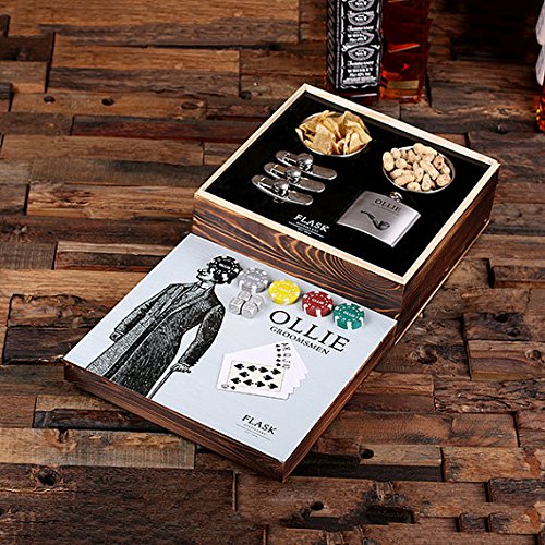 Teals Prairie & Co. Flasks with Personalized Poker Chips, Cards, Dice Gambling Gift Sets_Gentleman_Large