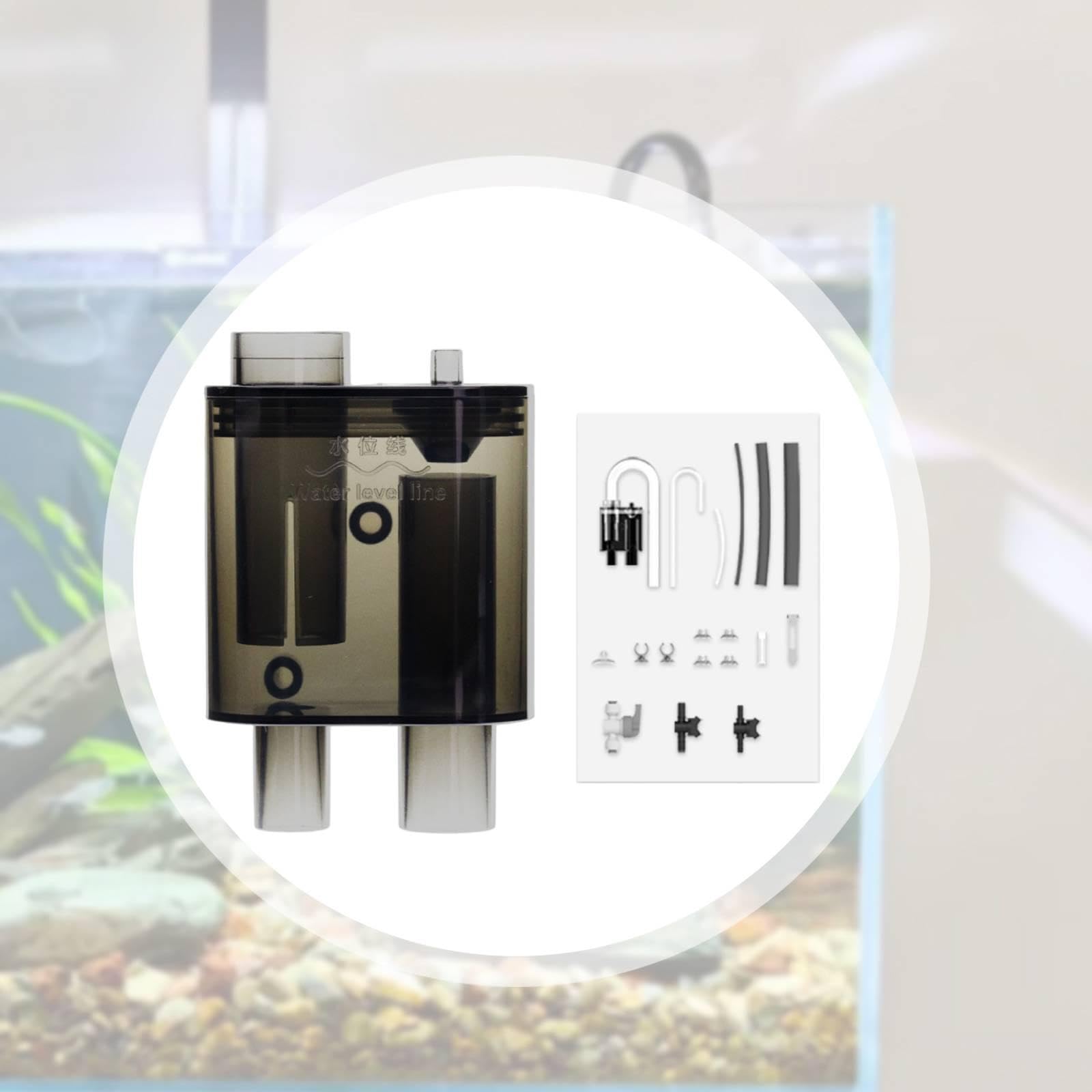 Aquarium Überlaufbox Set, Kompakte Siphon Überlaufbox mit Einstellbarem Wasserstand, Aquariumzubehör Aus PP Material, Ade, Schwarz
