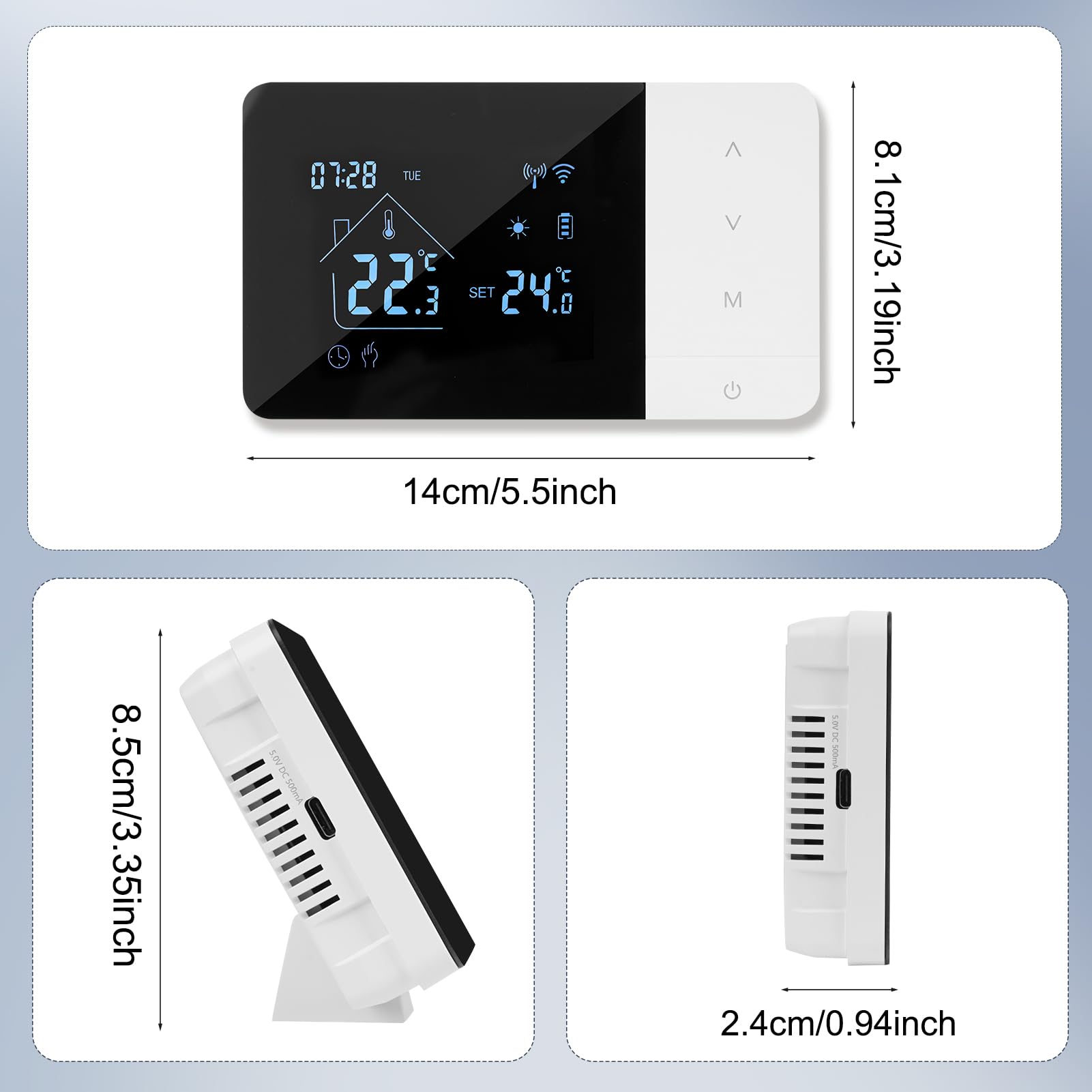 Termostato Caldaia, WIFI Termostato domestico digitale programmabile, Alimentato a batteria, Caldaia 2 fili compatibile con controllo vocale di Google e Alexa