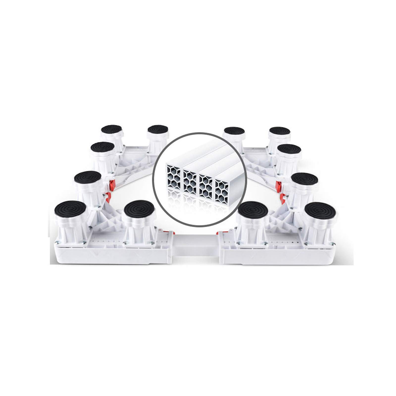 WOTZOV Shockproof Refrigerator Base Stand Universal Base Fridge Stand Washing Machine Holder Stent Appliance Rollers Floor Trays 4/8/12 Feet For Cabinet Vertical Air Conditioner Drye，White 12 feet