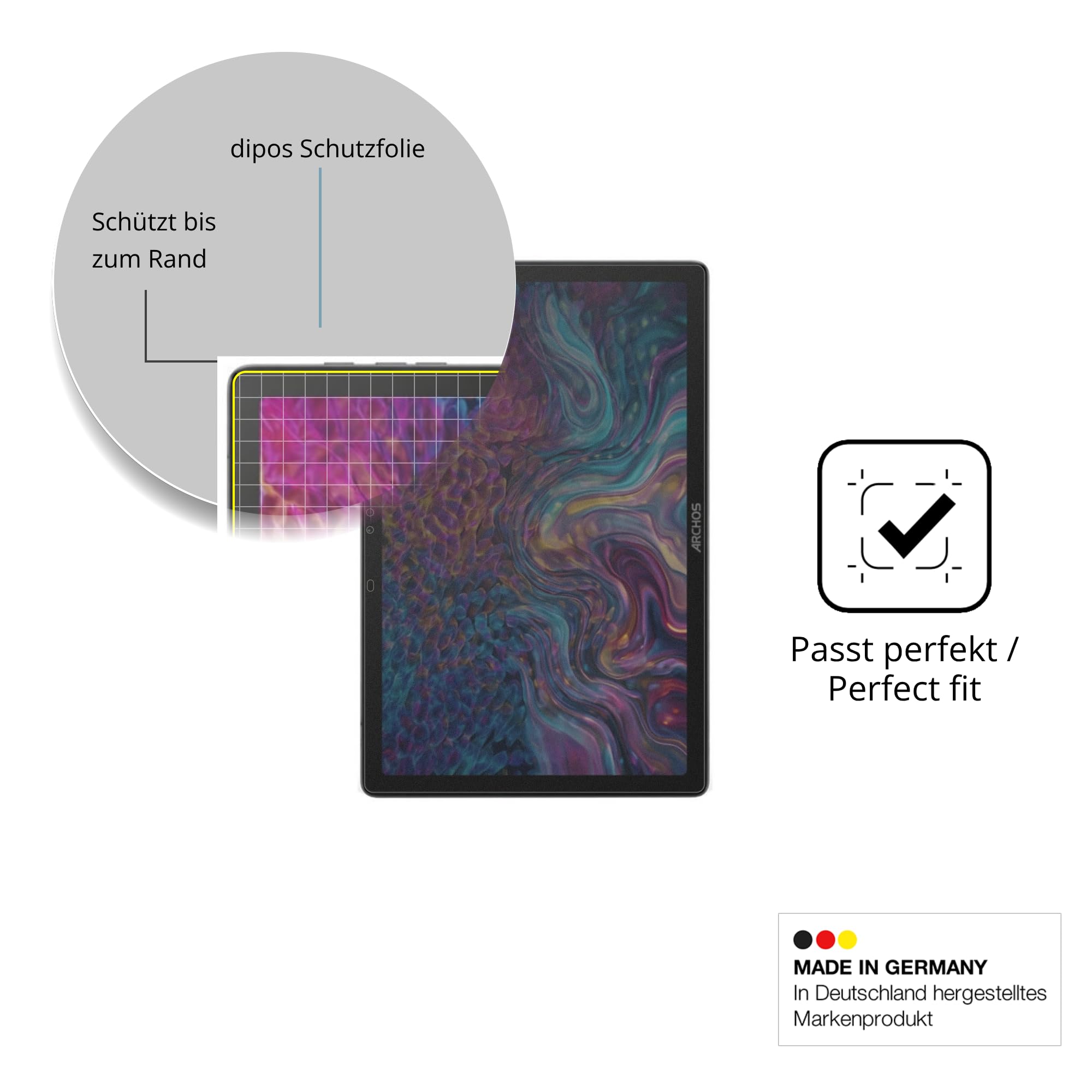 dipos Protector de Pantalla Antiespía para Archos T105 FHD 4G Ultra | Película protectora mate, filtro de privacidad 4 vías, ajuste perfecto, antiarañazos, sin burbujas, autoadhesivo