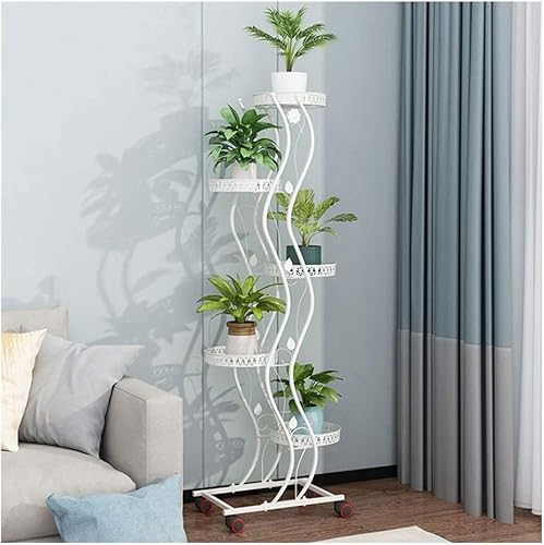 JvFbjLF Plant Stand 5 Tier Iron Plant Stand Pot Stand Display Pot Stand Garden Stand Flower Stand With Brake Wheels