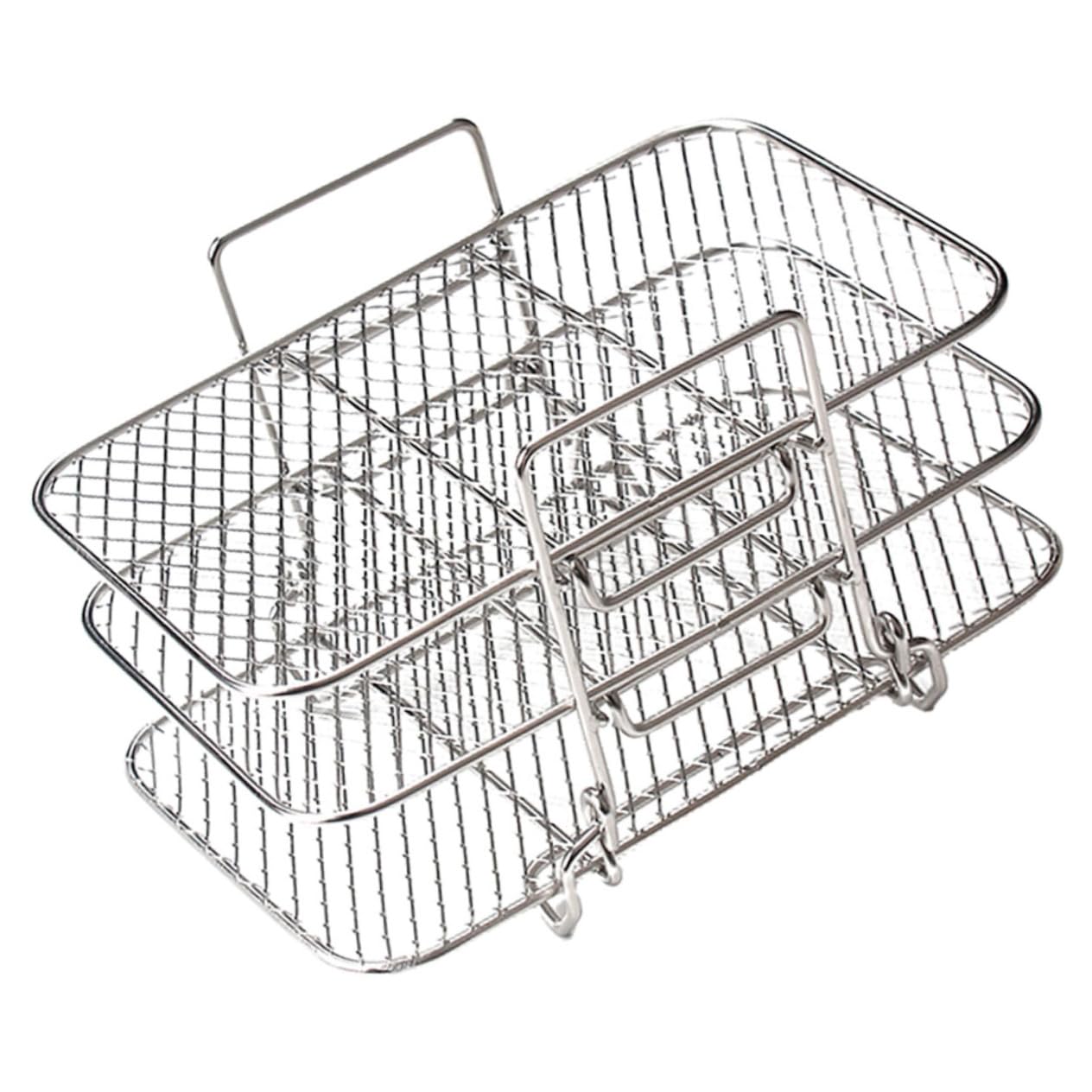 NULYLU 3 Layers Meat Dehydrator Rack Stainless Steel Air Fryer Grilling Stand Bread Oven Shelf Safe Healthy Dishwasher Safe